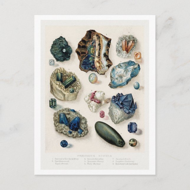 Crystal Formations of Precious Stones Vintage Postcard (Front)