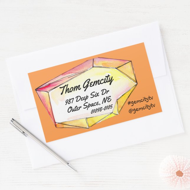 Crystal Gem Frame for Company Personal Info Square Rectangular Sticker (Envelope)