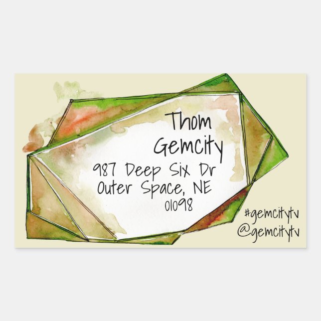 Crystal Gem Frame for Company Personal Info Square Rectangular Sticker (Front)