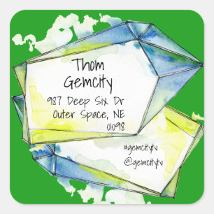 Crystal Gem Frame for Company Personal Info Square Sticker