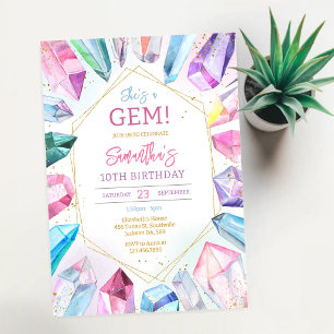 Crystal Gemstone Birthday Invitation