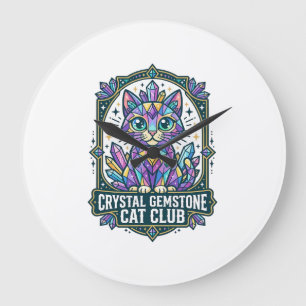 Crystal Gemstone Cat Cat Mum Gift Idea - Crystal G Large Clock