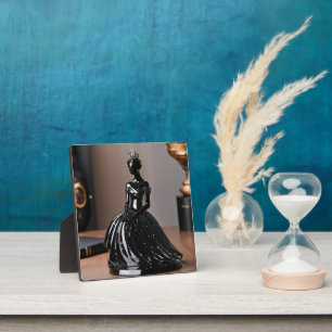 Crystal glass princess with black dress plaque