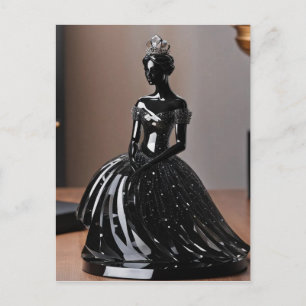 Crystal glass princess with black dress postcard