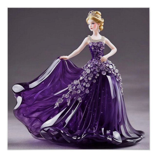 Crystal glass princess with purple dress poster (Front)