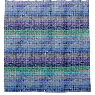 Crystal graphic in blue, teal, aqua, and green shower curtain