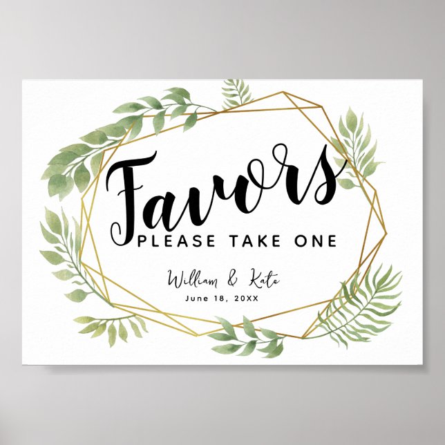 crystal greenery green  Favours party/wedding sign (Front)