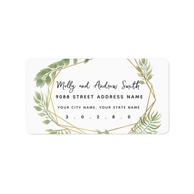crystal greenery leaf address label party/wedding (Front)