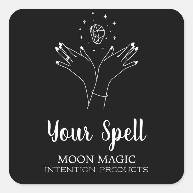 Crystal Hands Spell Black Jar Stickers (Front)