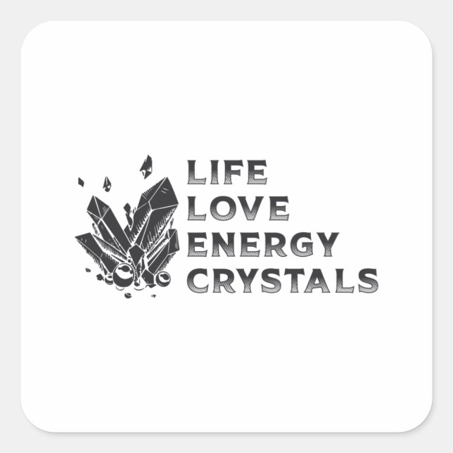 Crystal Healing Gemstone Life Love Energy Crystals Square Sticker (Front)