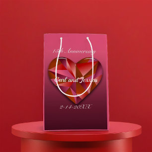 Crystal Heart For 15th Anniversary Medium Gift Bag