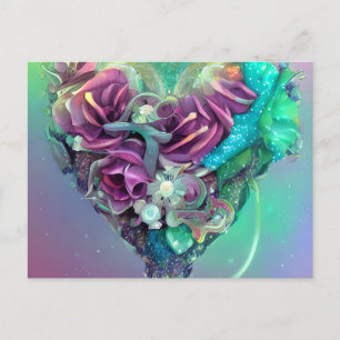Crystal Heart Rainbow Pastel Purple Tones Fantasy Postcard