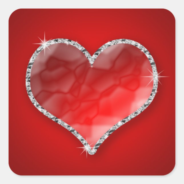 Crystal Heart Square Sticker (Front)