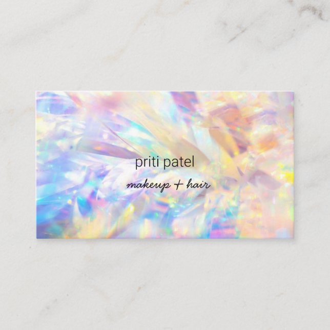 Crystal Holographic Makeup Hair Lash Nail Beauty Business Card (Front)