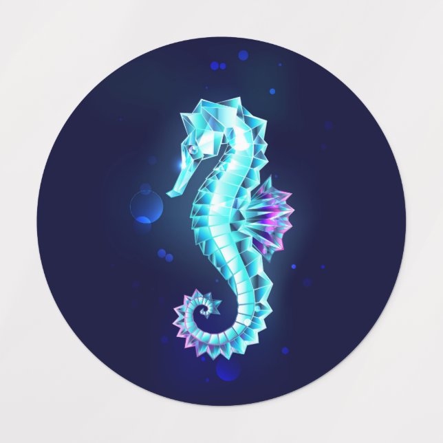 Crystal Ice Seahorse on Blue Background (Design 1)