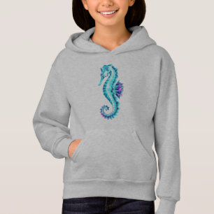Crystal Ice Seahorse on Blue Background