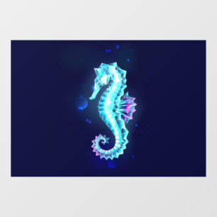 Crystal Ice Seahorse on Blue Background