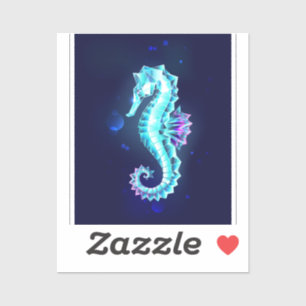 Crystal Ice Seahorse on Blue Background