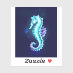 Crystal Ice Seahorse on Blue Background