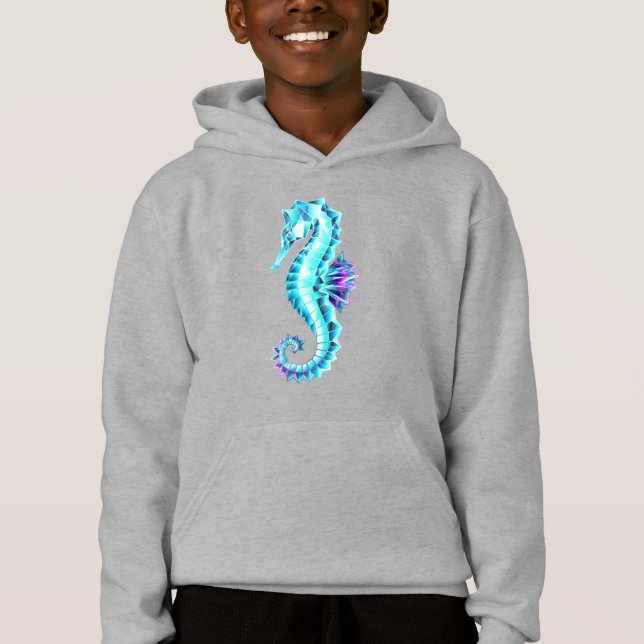 Crystal Ice Seahorse on Blue Background (Front)