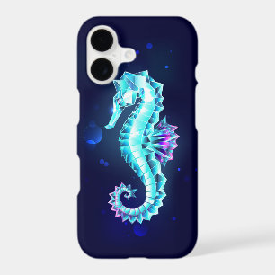 Crystal Ice Seahorse on Blue Background