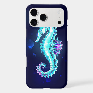 Crystal Ice Seahorse on Blue Background