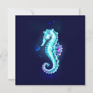 Crystal Ice Seahorse on Blue Background Advice Card