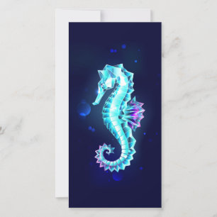 Crystal Ice Seahorse on Blue Background Announcement