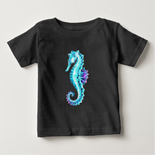 Crystal Ice Seahorse on Blue Background Baby T-Shirt