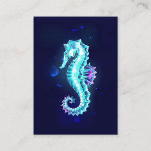 Crystal Ice Seahorse on Blue Background Business Card