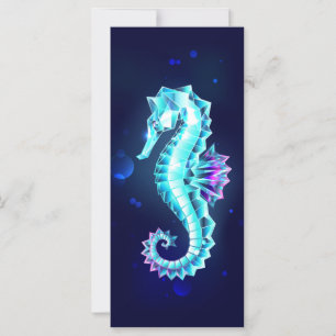 Crystal Ice Seahorse on Blue Background Card
