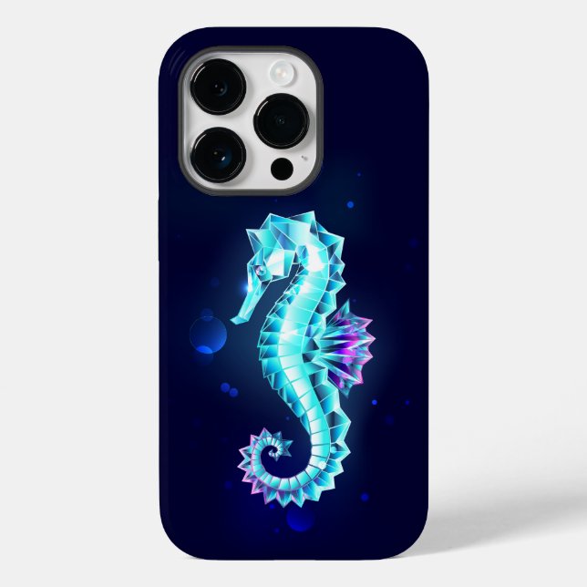 Crystal Ice Seahorse on Blue Background Case-Mate iPhone Case (Back)