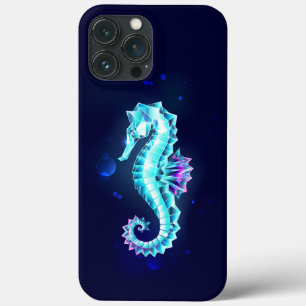 Crystal Ice Seahorse on Blue Background iPhone 13 Pro Max Case