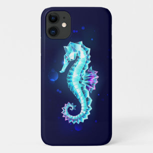 Crystal Ice Seahorse on Blue Background Case-Mate iPhone Case