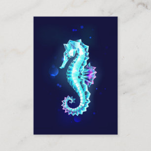 Crystal Ice Seahorse on Blue Background Discount Card