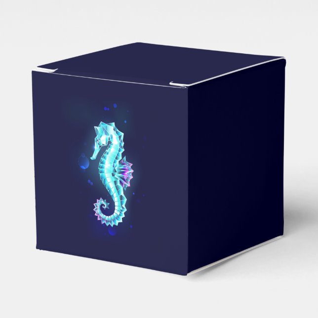 Crystal Ice Seahorse on Blue Background Favour Box (Front Side)