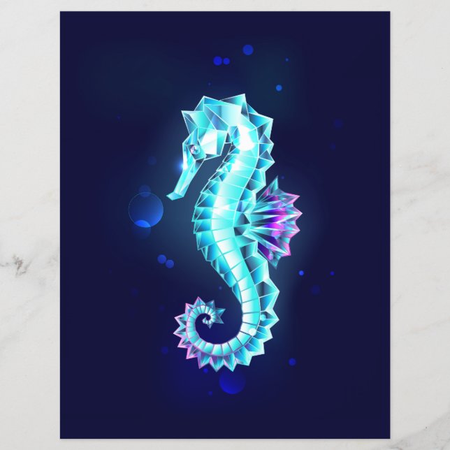 Crystal Ice Seahorse on Blue Background Flyer (Front)