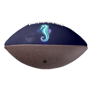 Crystal Ice Seahorse on Blue Background Football
