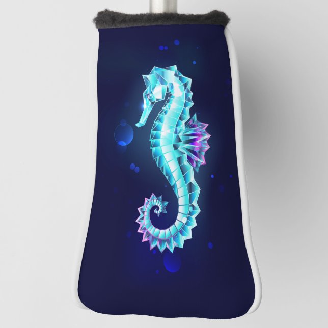Crystal Ice Seahorse on Blue Background Golf Head Cover (Rotate 90)