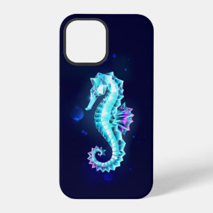 Crystal Ice Seahorse on Blue Background iPhone 12 Pro Case
