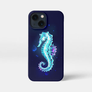 Crystal Ice Seahorse on Blue Background iPhone 13 Mini Case