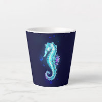 Crystal Ice Seahorse on Blue Background