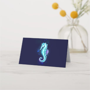 Crystal Ice Seahorse on Blue Background Loyalty Card