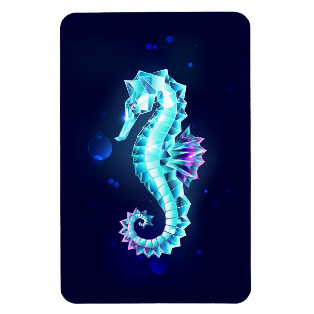 Crystal Ice Seahorse on Blue Background Magnet (Vertical)