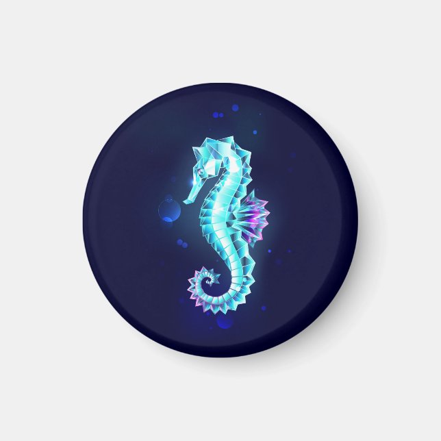Crystal Ice Seahorse on Blue Background Magnet (Front)