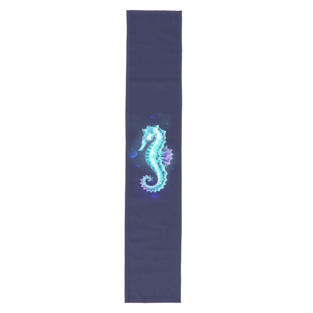Crystal Ice Seahorse on Blue Background Medium Table Runner (Front)