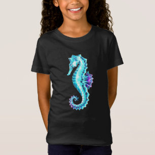 Crystal Ice Seahorse on Blue Background T-Shirt