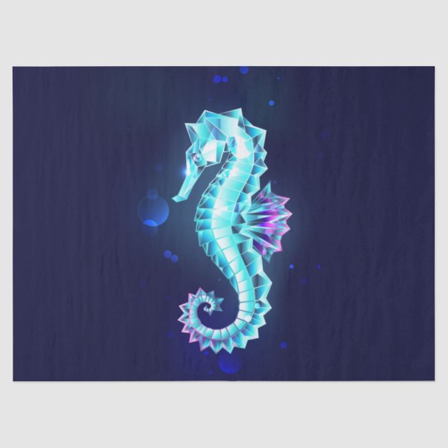 Crystal Ice Seahorse on Blue Background Tissue Paper (Front)