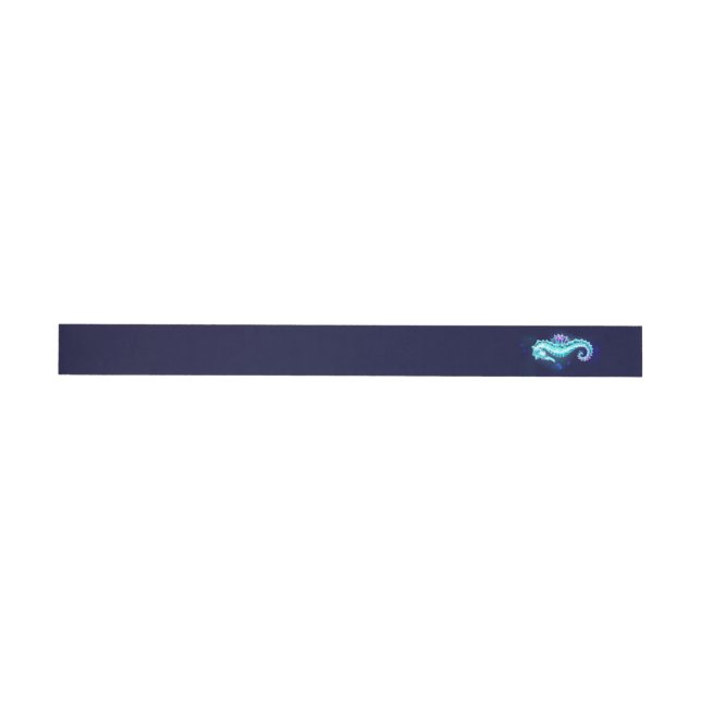 Crystal Ice Seahorse on Blue Background Wrap Around Label (Individual)