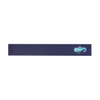 Crystal Ice Seahorse on Blue Background Wraparound Address Label